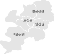 대구 관광지를 대표하는 도심권, 팔공산권, 앞산권, 비슬산권 사진